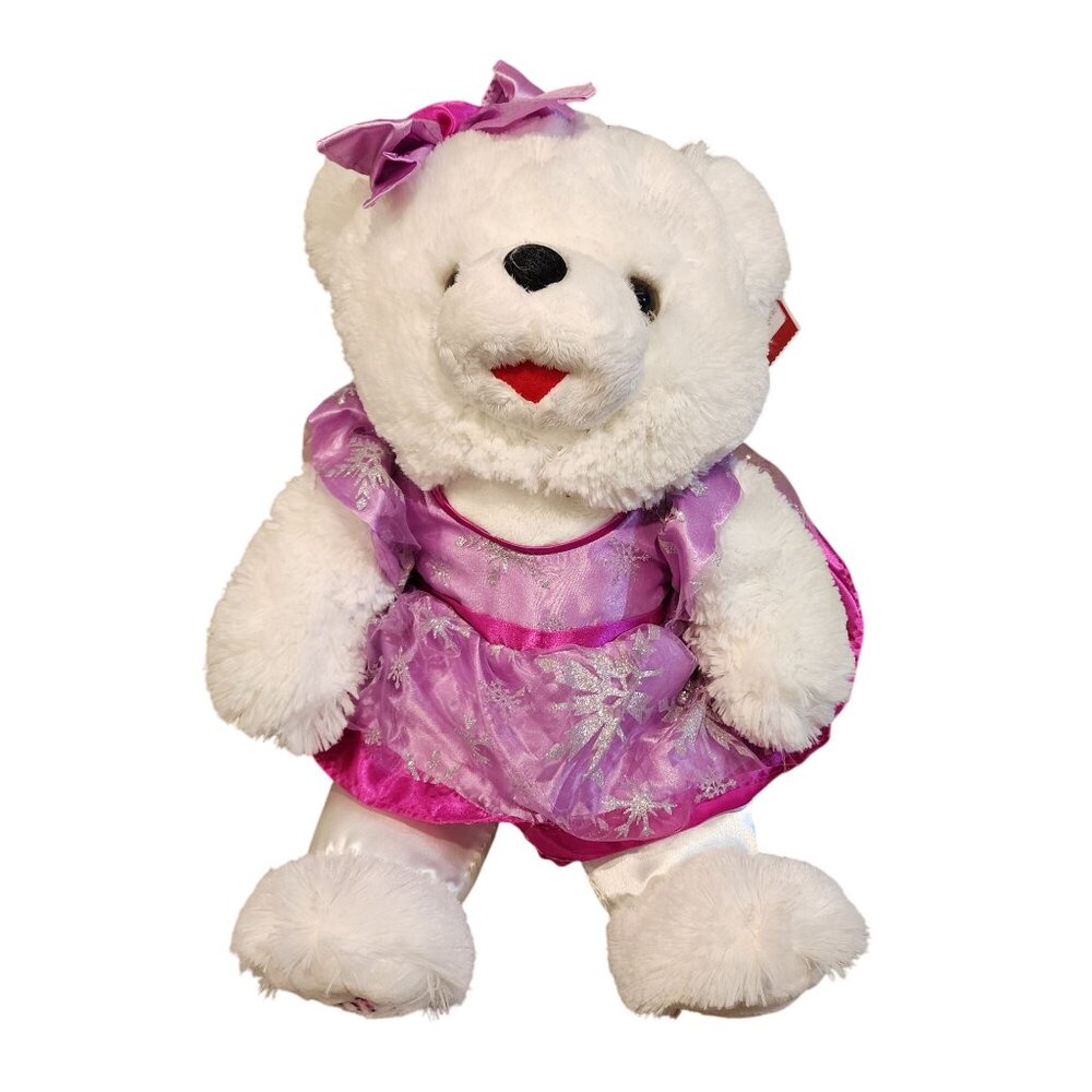 Snowflake Teddy 2019 Plush White Bear In Pink Dress With Bow 15"